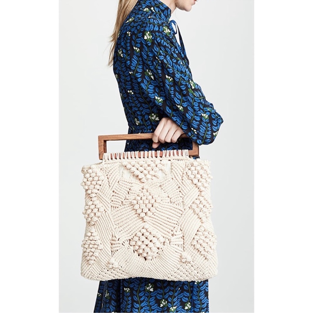 Cleobella Cream Handcrafted Tote with Wooden Handles